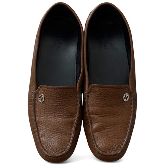 GUCCI Qardaha Leather Loafers Driving Moccasins Women's Size 7.5 Designer Fall - Picture 1 of 11